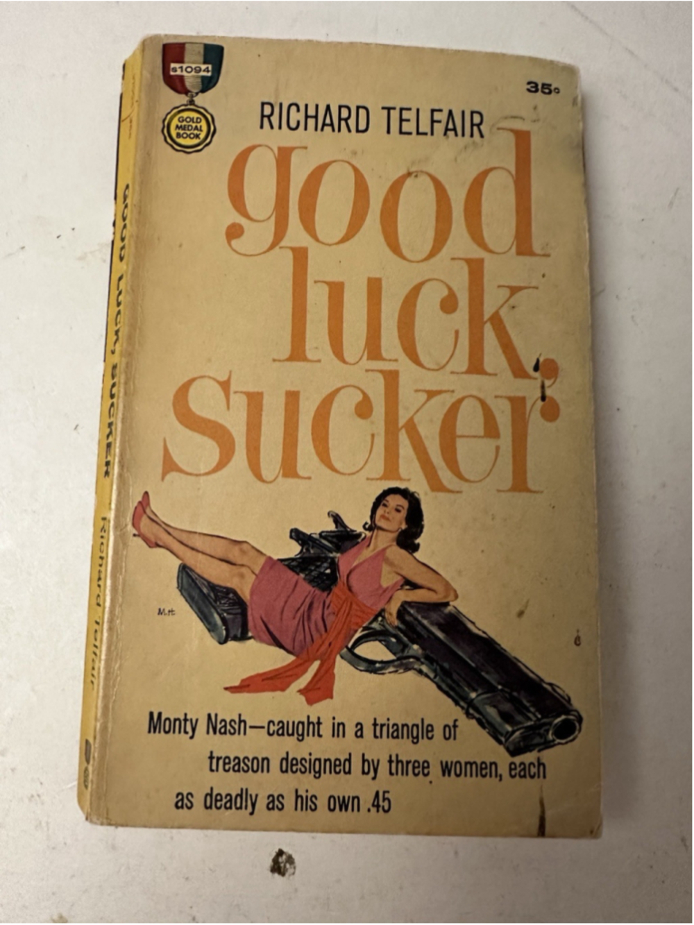 Vintage 1961 Fawcett Gold Medal Paperback Good Luck Sucker Richard Telfair Pulp